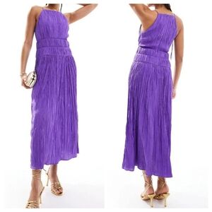 NWT & Other Stories sleeveless with ruche and pleat Purple Midi Dress
